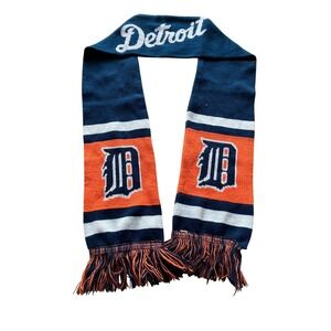 Detroit Tigers MLB Knit Scarf With Fringe 68in. Orange Blue